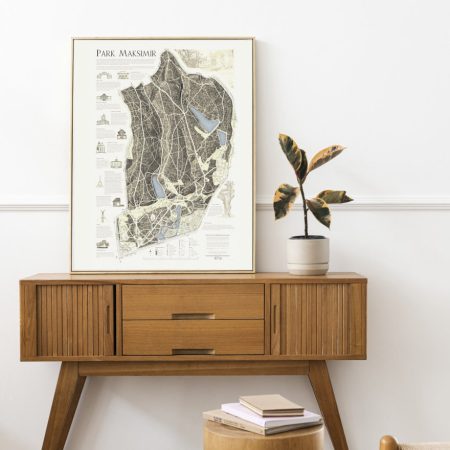 Decorative wall map of Park Maksimir in Zagreb – Croatian art print. - Dekorativna zidna karta Parka Maksimir – hrvatski umjetnički print